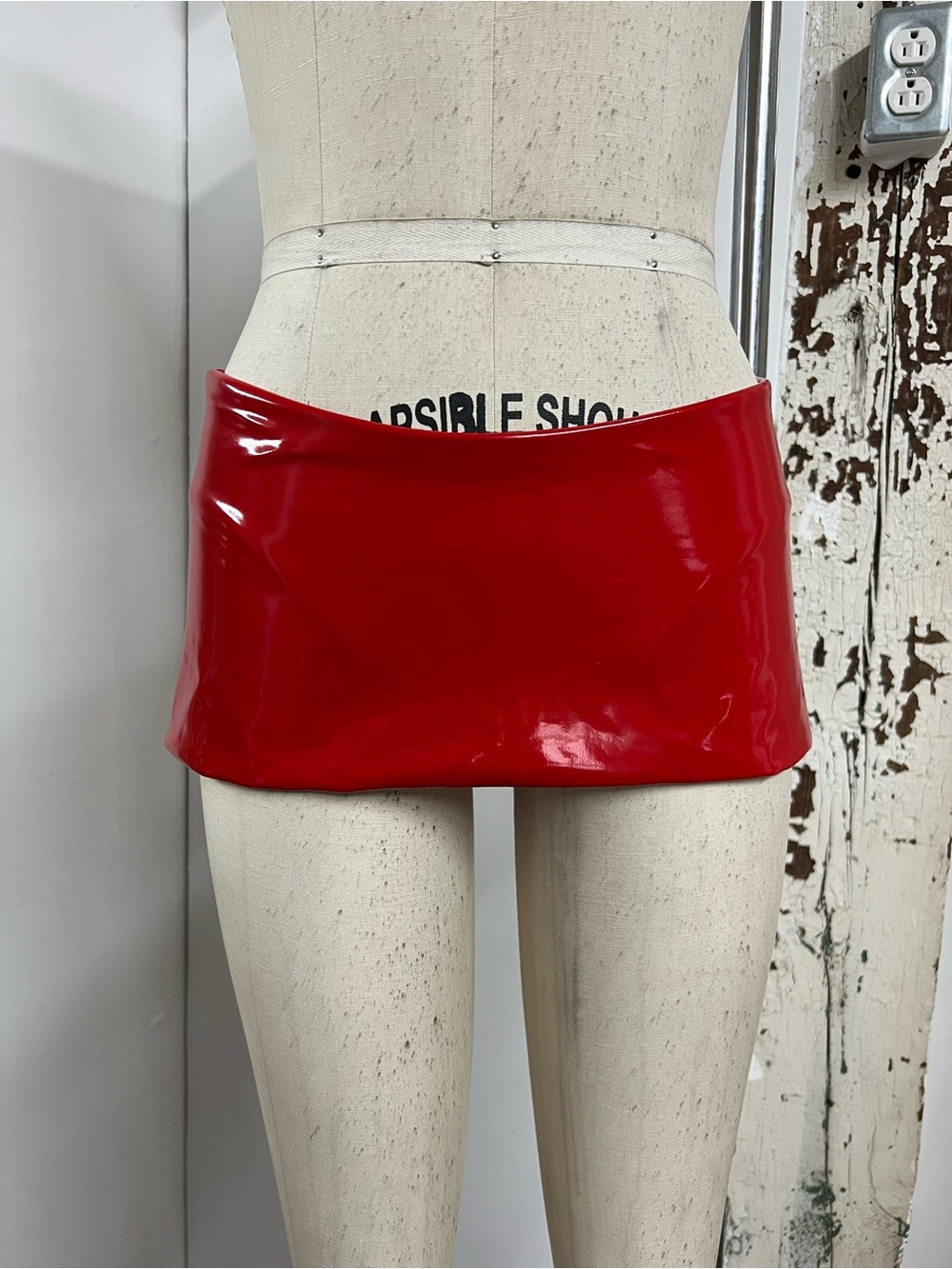Women's Red Patent Mini Skirt - High-Shine Vinyl Micro Skirt